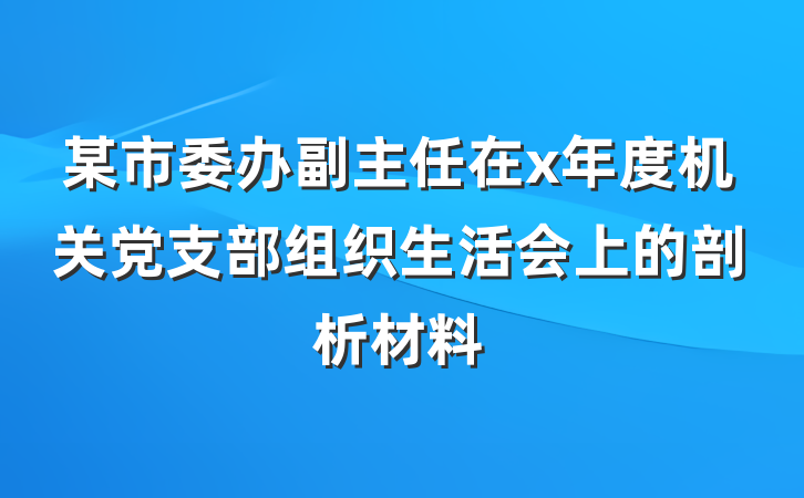 某市委办副主任在x年度机关党支部组织生活会上的剖析材料