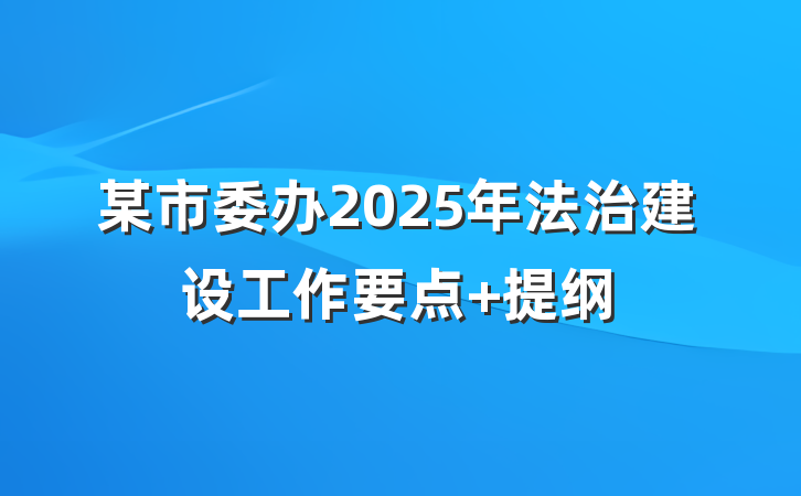 某市委办2025年法治建设工作要点 提纲