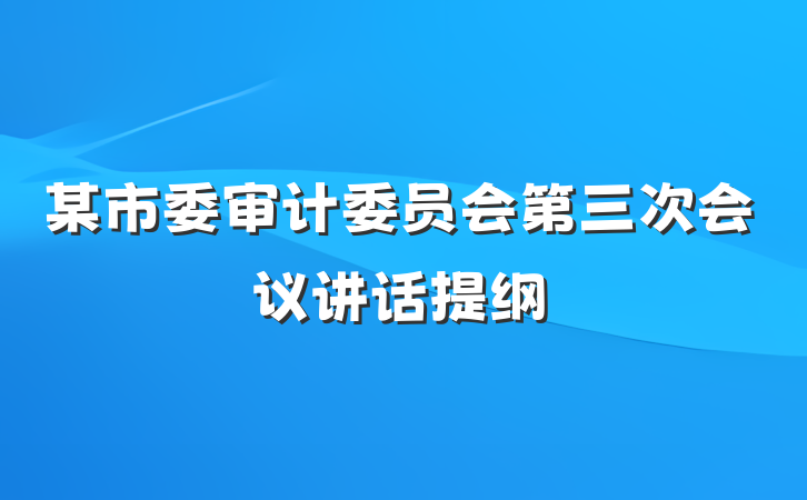 某市委审计委员会第三次会议讲话提纲