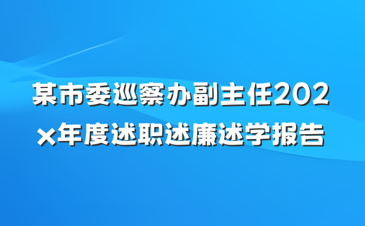 某市委巡察办副主任202x年度述职述廉述学报告