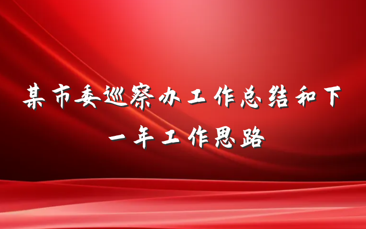 某市委巡察办工作总结和下一年工作思路