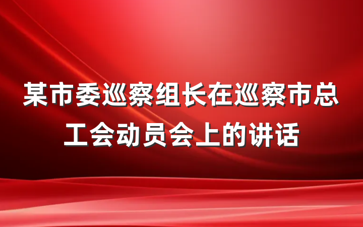 某市委巡察组长在巡察市总工会动员会上的讲话