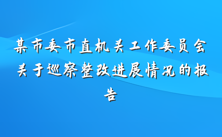 某市委市直机关工作委员会关于巡察整改进展情况的报告