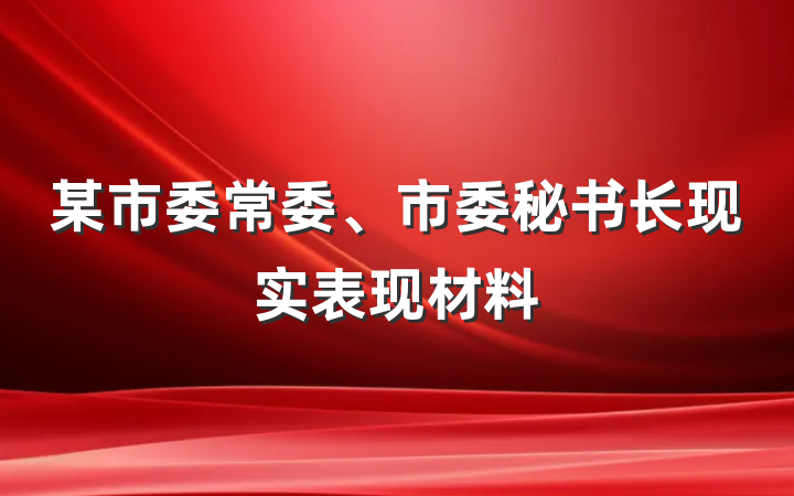 某市委常委、市委秘书长现实表现材料