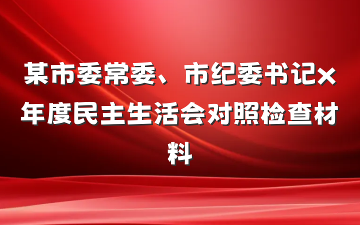 某市委常委、市纪委书记x年度民主生活会对照检查材料