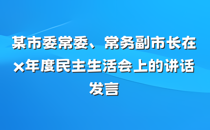 某市委常委、常务副市长在x年度民主生活会上的讲话发言