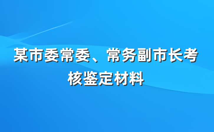 某市委常委、常务副市长考核鉴定材料