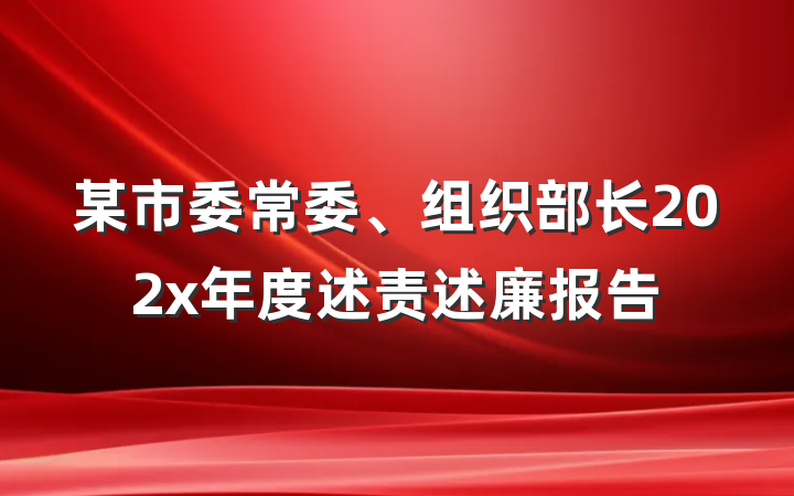 某市委常委、组织部长202x年度述责述廉报告