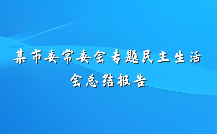 某市委常委会专题民主生活会总结报告