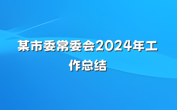 某市委常委会2024年工作总结