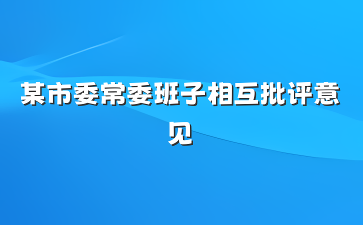 某市委常委班子相互批评意见