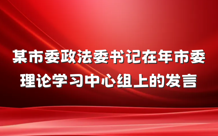 某市委政法委书记在年市委理论学习中心组上的发言