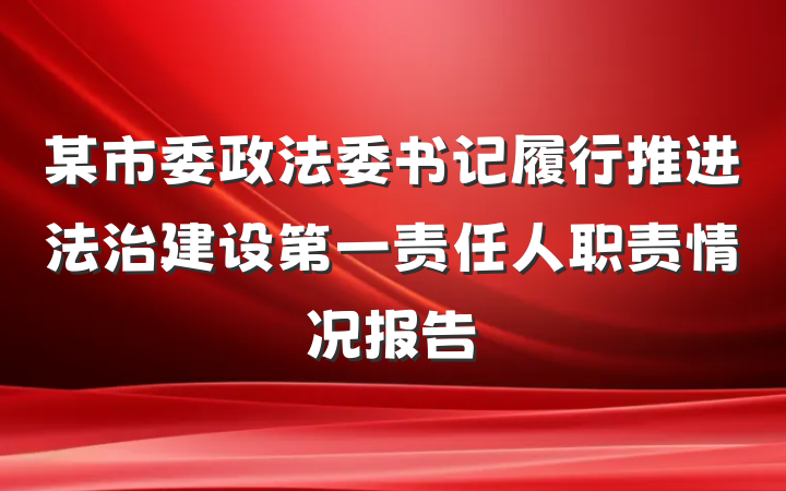 某市委政法委书记履行推进法治建设第一责任人职责情况报告