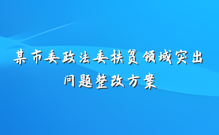 某市委政法委扶贫领域突出问题整改方案