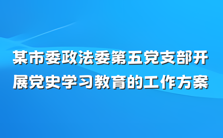 某市委政法委第五党支部开展党史学习教育的工作方案