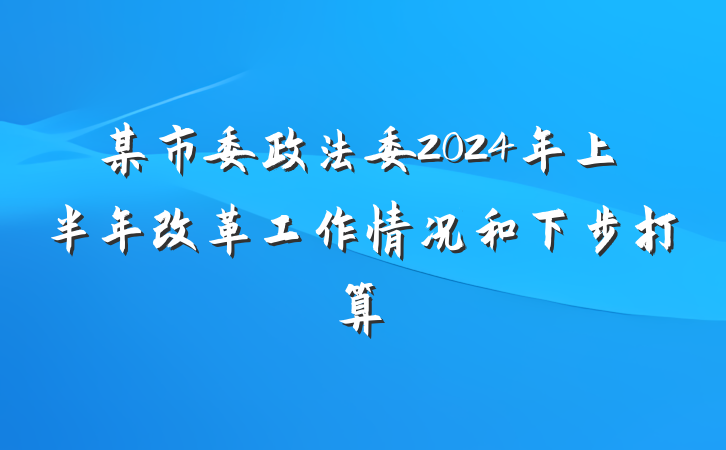 某市委政法委2024年上半年改革工作情况和下步打算