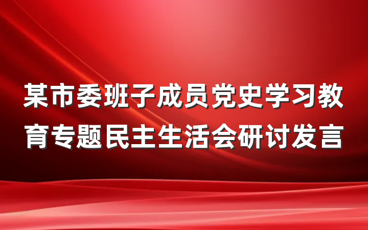某市委班子成员党史学习教育专题民主生活会研讨发言