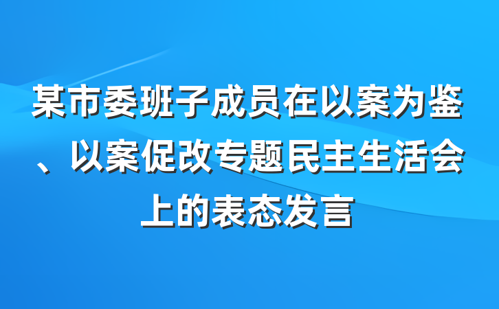 某市委班子成员在以案为鉴、以案促改专题民主生活会上的表态发言