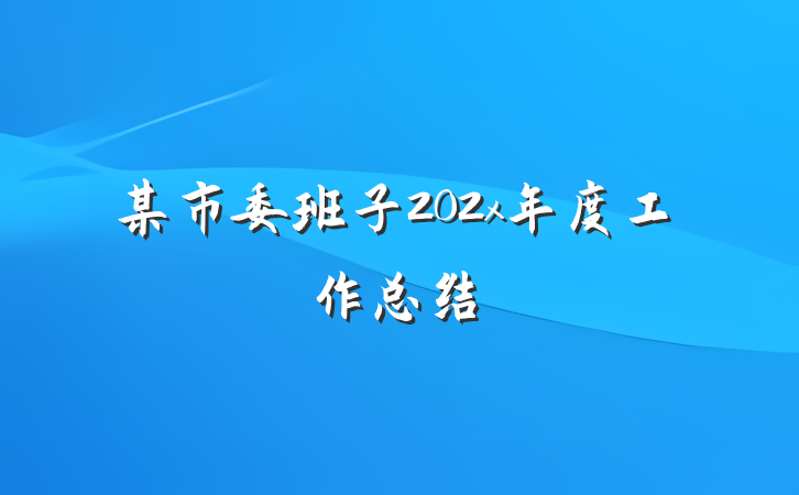 某市委班子202x年度工作总结
