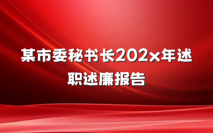 某市委秘书长202x年述职述廉报告