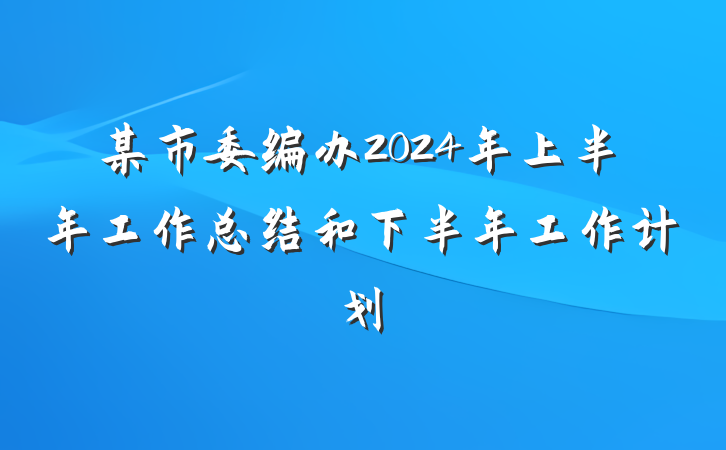 某市委编办2024年上半年工作总结和下半年工作计划