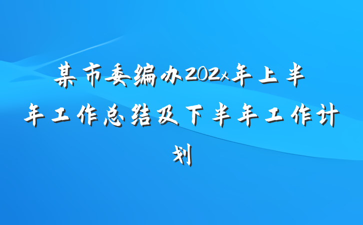 某市委编办202x年上半年工作总结及下半年工作计划