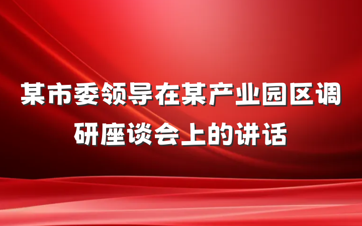 某市委领导在某产业园区调研座谈会上的讲话