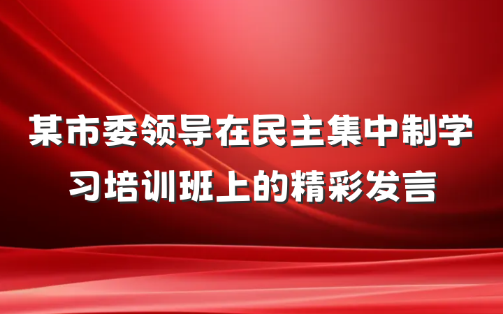 某市委领导在民主集中制学习培训班上的精彩发言