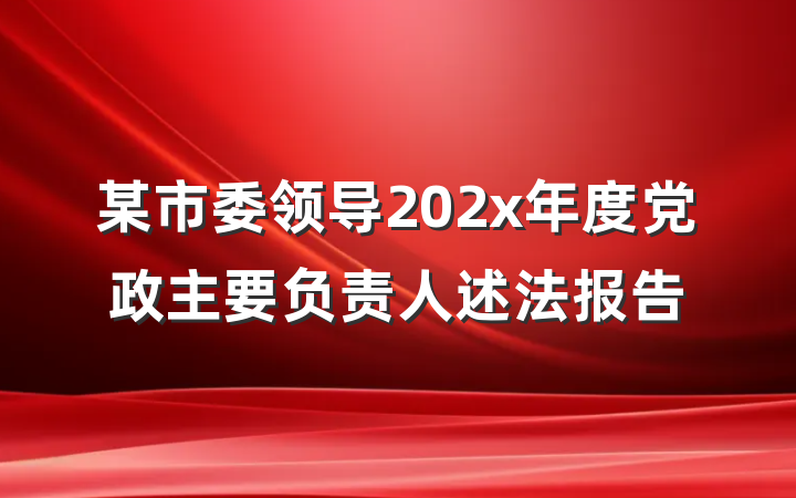某市委领导202x年度党政主要负责人述法报告