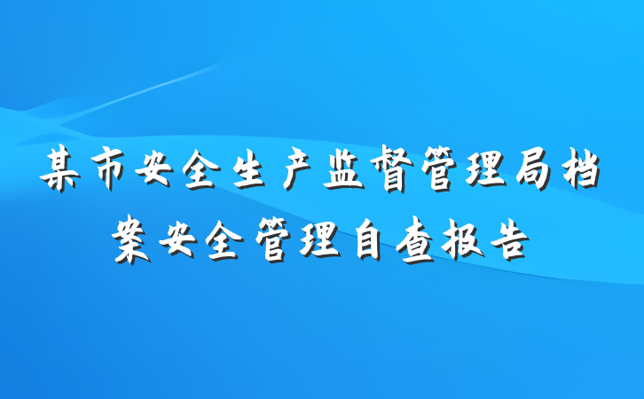 某市安全生产监督管理局档案安全管理自查报告