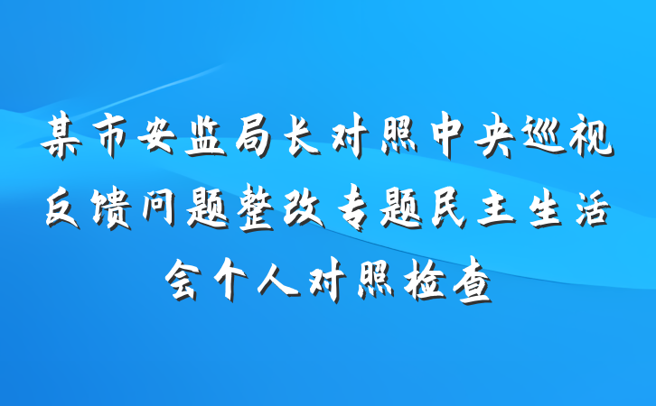 某市安监局长对照中央巡视反馈问题整改专题民主生活会个人对照检查