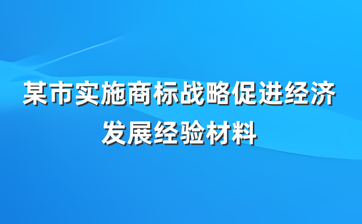 某市实施商标战略促进经济发展经验材料