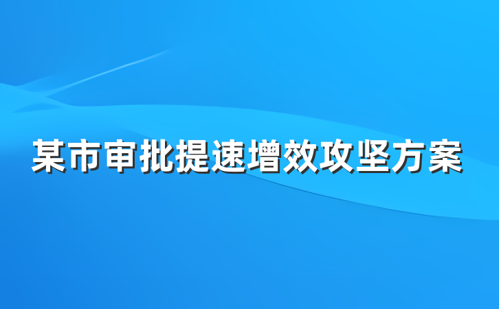 某市审批提速增效攻坚方案