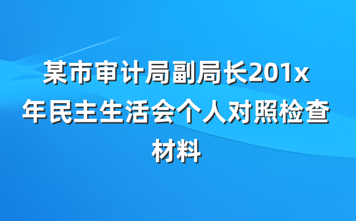 某市审计局副局长201x年民主生活会个人对照检查材料