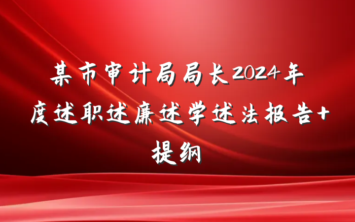 某市审计局局长2024年度述职述廉述学述法报告 提纲