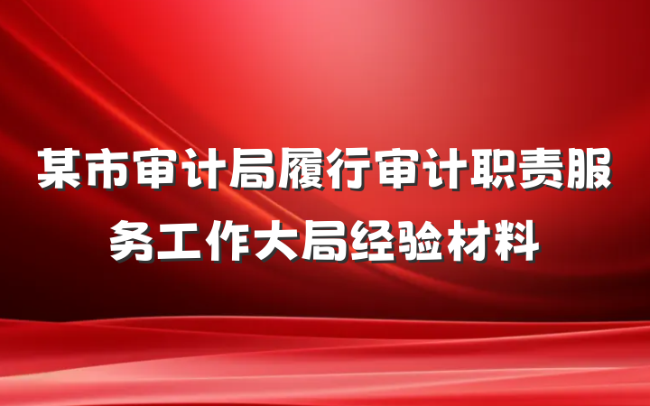某市审计局履行审计职责服务工作大局经验材料