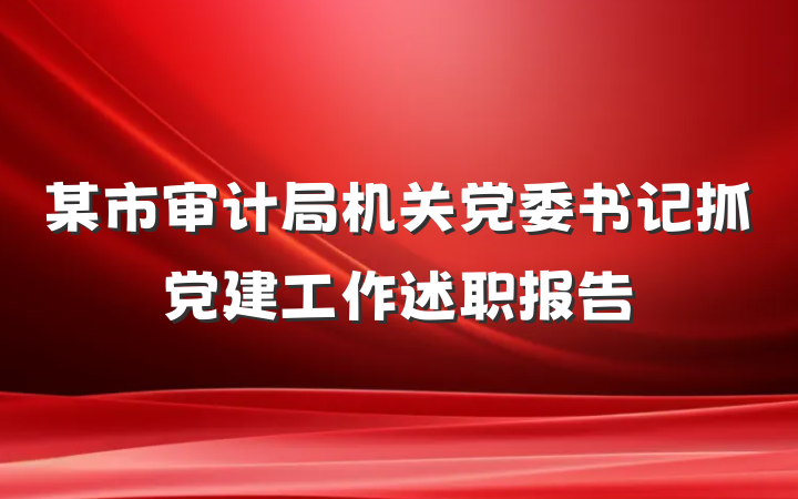某市审计局机关党委书记抓党建工作述职报告