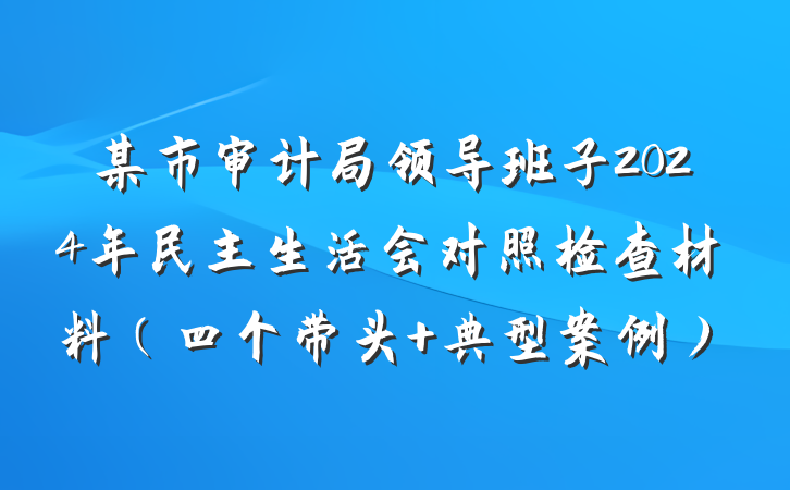 某市审计局领导班子2024年民主生活会对照检查材料(四个带头+典型案例)