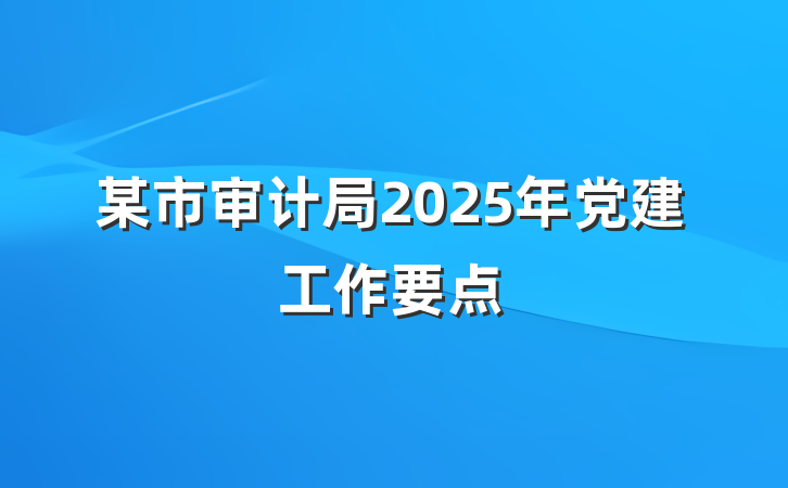 某市审计局2025年党建工作要点