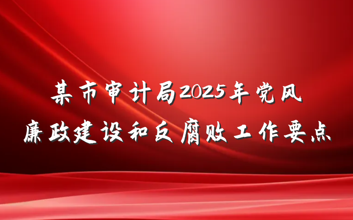 某市审计局2025年党风廉政建设和反腐败工作要点