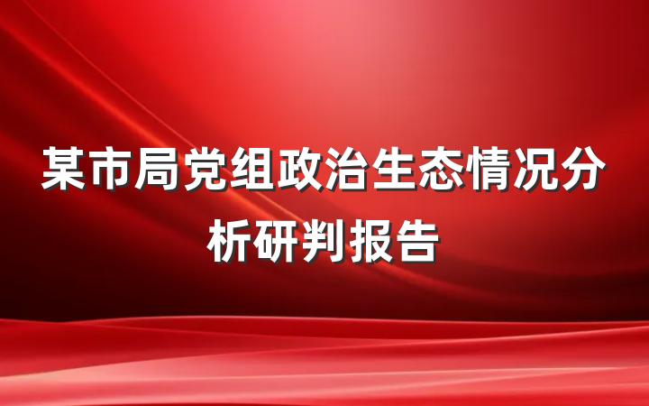 某市局党组政治生态情况分析研判报告