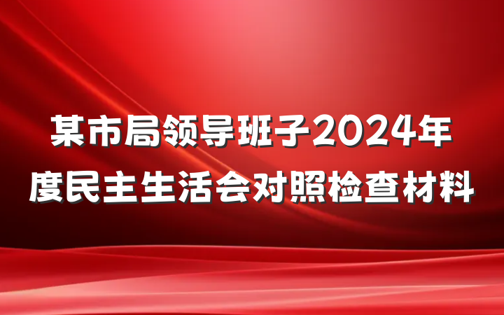 某市局领导班子2024年度民主生活会对照检查材料