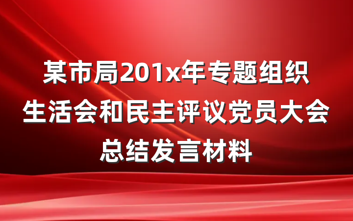 某市局201x年专题组织生活会和民主评议党员大会总结发言材料