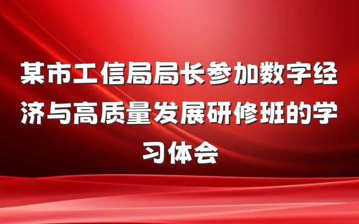 某市工信局局长参加数字经济与高质量发展研修班的学习体会