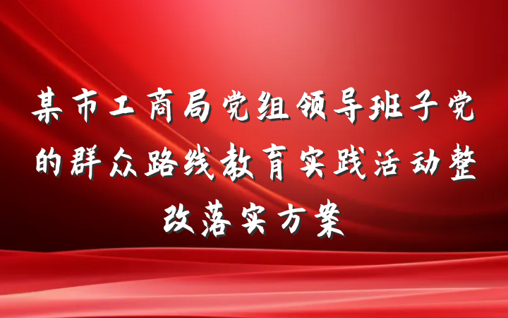 某市工商局党组领导班子党的群众路线教育实践活动整改落实方案