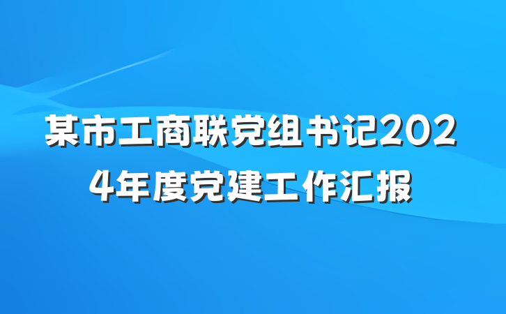 某市工商联党组书记2024年度党建工作汇报