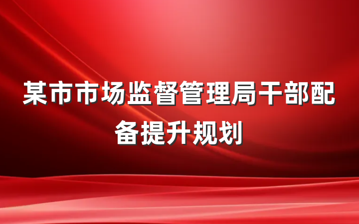 某市市场监督管理局干部配备提升规划