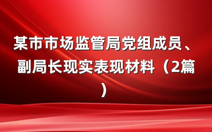 某市市场监管局党组成员、副局长现实表现材料（2篇）