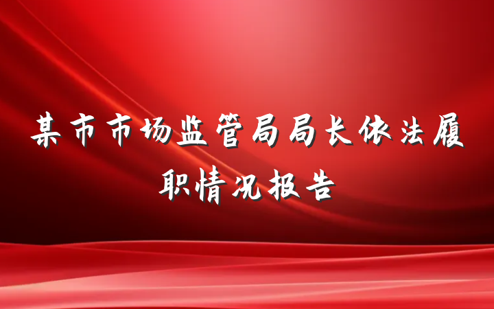 某市市场监管局局长依法履职情况报告