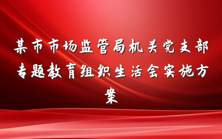某市市场监管局机关党支部专题教育组织生活会实施方案